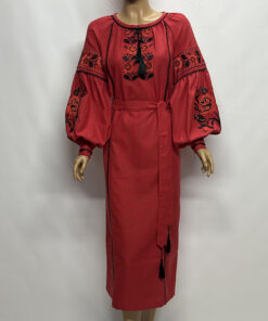 Alternative view of Жіноча сукня-вишиванка КОРОЛЕВА КВІТІВ червона