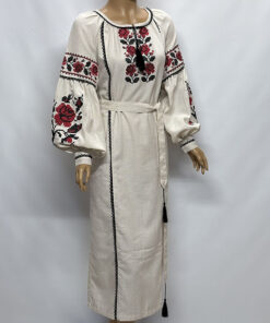 Жіноча сукня-вишиванка КОРОЛЕВА КВІТІВ бежева