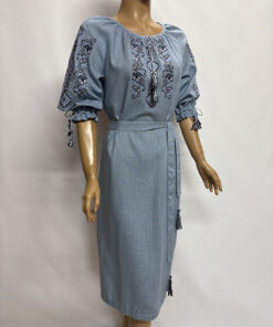 Alternative view of Жіноча сукня-вишиванка СЕРПАНОК сіро-блакитна