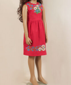 Сукня-вишиванка для дівчаток Ромашки та Волошки червона