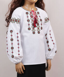 Блуза-вишиванка для дівчаток Смерека біла