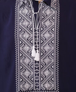 Alternative view of Чоловіча сорочка-вишиванка БІЛА НІЧ темно-синя