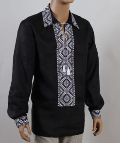 Чоловіча сорочка-вишиванка КОЗАК чорно-білий